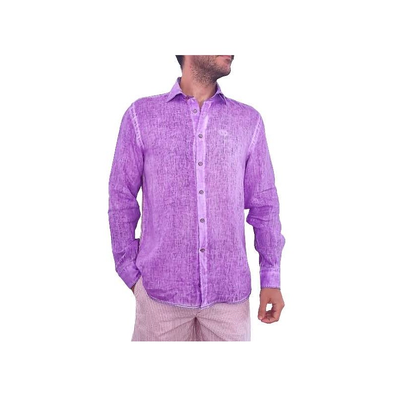 Camisa de lino con cuello Violeta Tamaño 1 Color
